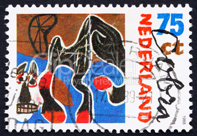 Postage stamp Netherlands 1987 Fallen Horse, Painting by Constan