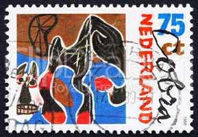 Postage stamp Netherlands 1987 Fallen Horse, Painting by Constan