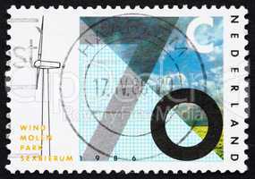 Postage stamp Netherlands 1986 Sexbierum Windmill Test Station