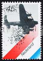 Postage stamp Netherlands 1988 British Bomber Dropping Food, Dut