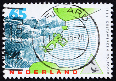 Postage stamp Netherlands 1986 Storm-surge Barrier