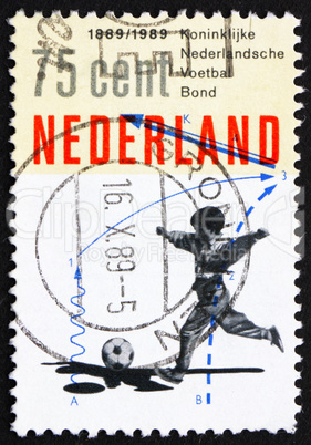 Postage stamp Netherlands 1989 Boy playing football