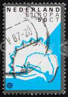 Postage stamp Netherlands 1982 Enkhuizen, Fortification Layout