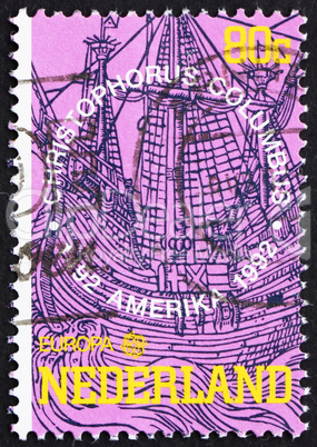 Postage stamp Netherlands 1992 Sailing Ship, Discovery of Americ