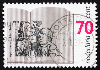 Postage stamp Netherlands 1991 Children Reading