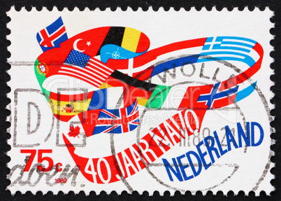 Postage stamp Netherlands 1989 NATO, flags