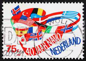 Postage stamp Netherlands 1989 NATO, flags