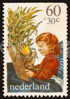 Postage stamp Netherlands 1980 Boy Reading King of Frogs