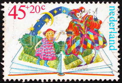 Postage stamp Netherlands 1980 Harlequin and Girl