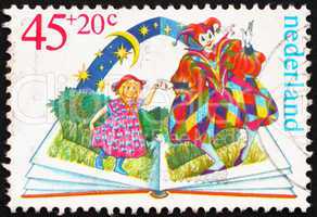 Postage stamp Netherlands 1980 Harlequin and Girl