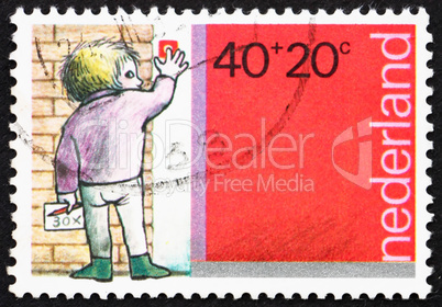 Postage stamp Netherlands 1978 Boy Ringing Doorbell