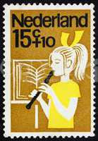 Postage stamp Netherlands 1964 Girl Playing the Flute