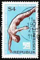 Postage stamp Austria 1974 Diver