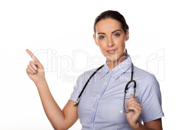 Doctor pointing with her finger