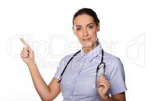 Doctor pointing with her finger