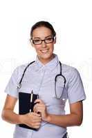 Smiling female doctor with notepad