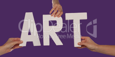 White alphabet lettering spelling ART