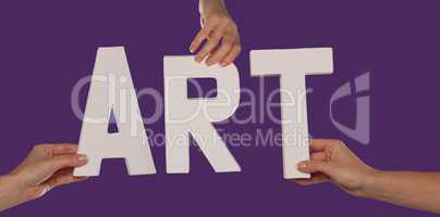 White alphabet lettering spelling ART