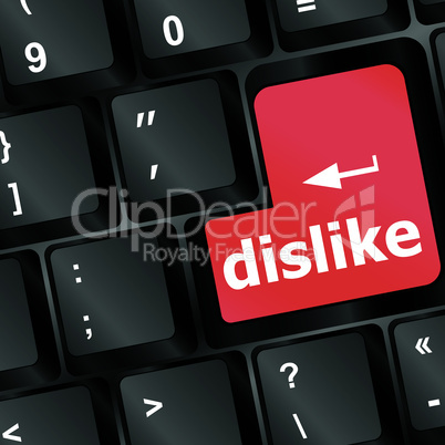 dislike key on keyboard for anti social media concepts
