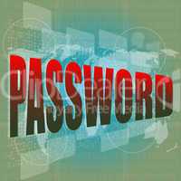 The word password on digital screen, business concept