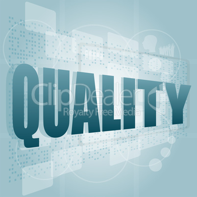 words quality on digital screen, business concept