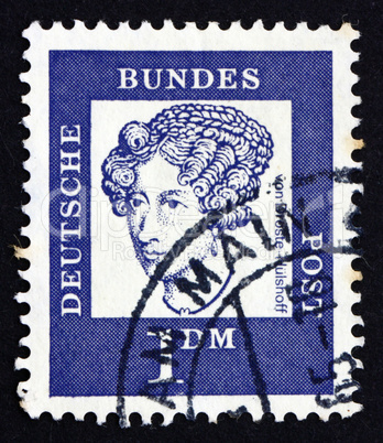 Postage stamp Germany 1961 Annette von Droste-Hulshoff, Writer a