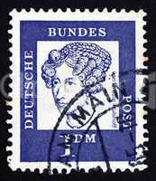 Postage stamp Germany 1961 Annette von Droste-Hulshoff, Writer a