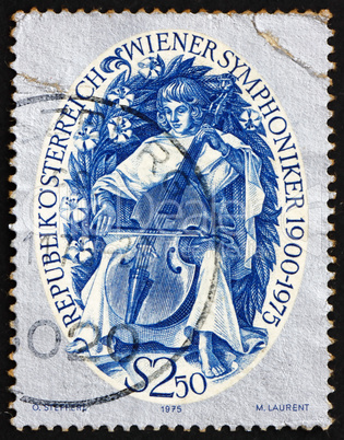 Postage stamp Austria 1975 Stylized Musician Playing a Viol