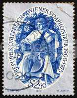 Postage stamp Austria 1975 Stylized Musician Playing a Viol