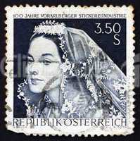 Postage stamp Austria 1968 Bride with Lace Veil