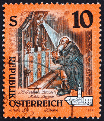 Postage stamp Austria 1994 Altarpiece, St. Peregrinus Praying