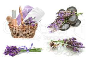 Spa  set with a lavender on a white background