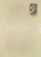Sepia Toned Lion Face with Text Page