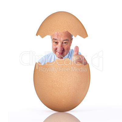 Man in chicken egg