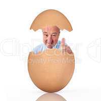 Man in chicken egg