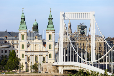 Parish Church and Elizabeth Bridge in Budapest