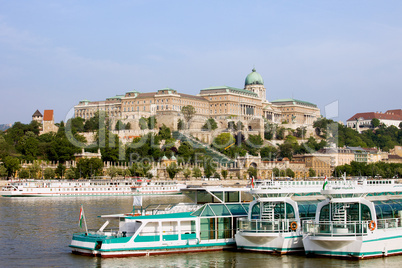 Buda Castle and Boats on Danube River