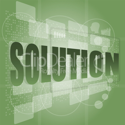 The word solution on digital screen, business concept
