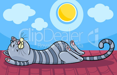 sleeping cat cartoon illustration