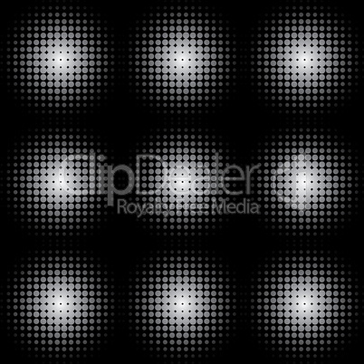 black white abstract halftone background with round lights