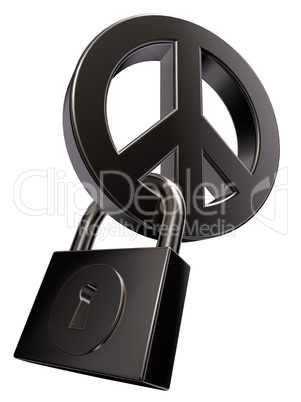 peace-symbol und vorhängeschloss