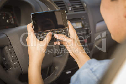 Mixed Race Woman Texting and Driving