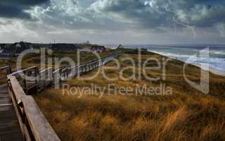 Weg nach Wennigstedt auf Sylt im Gewitter