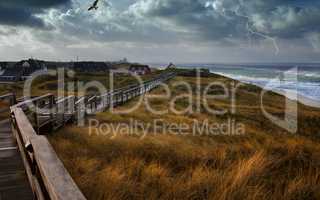 Weg nach Wennigstedt auf Sylt im Gewitter