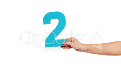 hand holding up the number two from the right