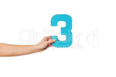 hand holding up the number three from the left
