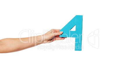 hand holding up the number four from the left