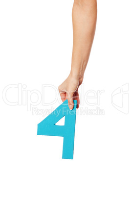 hand holding up the number four from the top