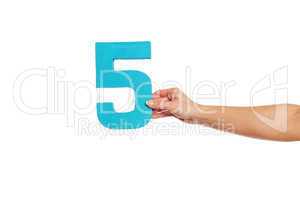 hand holding up the number five from the right