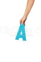 hand holding up the letter A from the top